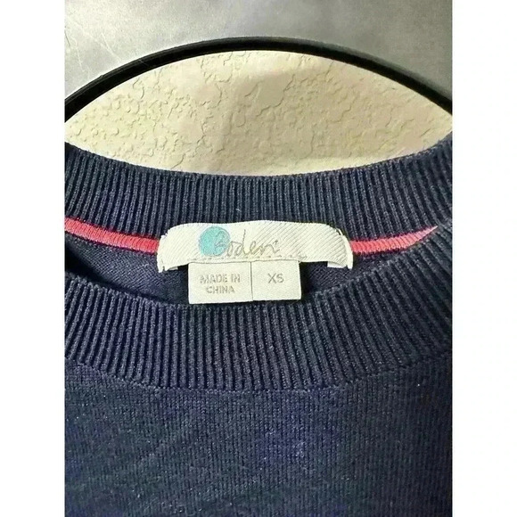 Boden Navy Blue Sweater Cotton Crew Neck XS Button Sleeves - Picture 3 of 5